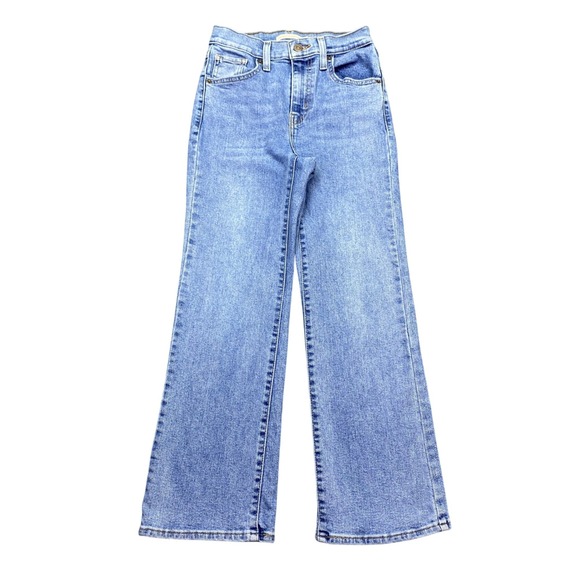 Levi's Denim - Levis High Waisted Crop Flare Jeans Light Wash Blue Denim Sz 25 Grunge Retro